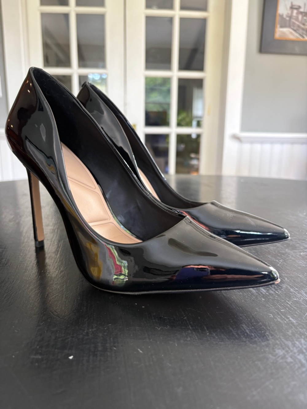 ALDO Pointed-Toe Pumps in Black Patent